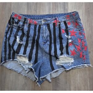 Birds Of Prey (Harley Quinn) Denim Shorts Stripe Star Sz 13 (Youth L (13-15yr)